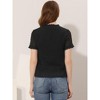 Allegra K Women's Casual V Neck Short Sleeve Semi-Sheer Swiss Dots Blouse - 3 of 4