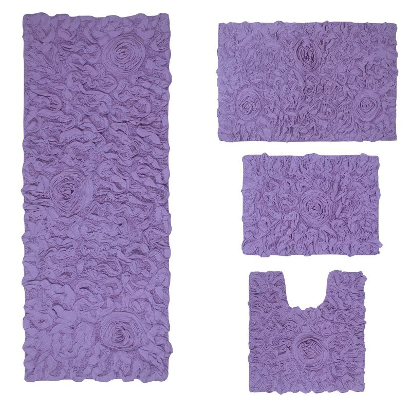 Bell Flower Collection Cotton Floral Pattern Tufted Bath Rug Set Pack of 4 - Home Weavers, 2 of 5