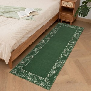 Washable Runner Rug Modern Bordered Print Rug Runner Non-Slip Runners Soft Low Pile Bedside Rugs - 1 of 4