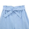 Girls High Waist Paper Bag Pants Belted Waist Tapered Pants Bow Deco Pants with Pocket,Light Blue - 140 - 4 of 4