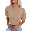 Women's Round Neck Short Sleeve Sweater Summer Casual Puff Sleeve Pullover Knit Top - 2 of 3