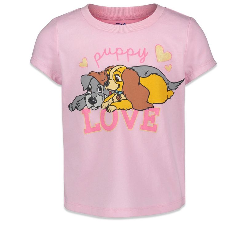 Disney Classics Lady and the Tramp Girls 3 Pack Graphic T-Shirts Little Kid to Big Kid, 3 of 9