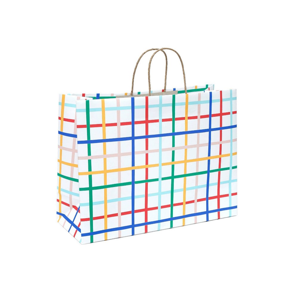 12 piece of case Large PlaidGift Bag - Spritz™: Multicolored, Easy-Carry Handles, All-Occasion, FSC Certified