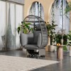 Gulches Outdoor Swivel Chair,Rattan Egg Patio Chair with Rocking Function for Balcony,Poolside and Garden (Gray Wicker+Gray Cushion) - 3 of 4