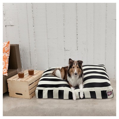 Large Black and White Striped Polyester Dog Bed