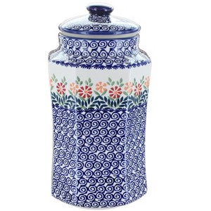Blue Rose Polish Pottery P177 Manufaktura Large Canister with Seals - 1 of 1