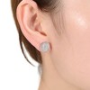 White Gold Plated with Cubic Zirconia Solitaires Multi-Row Concentric Halo Cluster Stud Earrings - 2 of 3