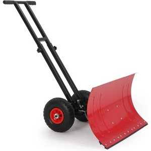 Heavy-Duty Wheeled Snow Shovel - 29.13x19.8 in Wide Steel Blade, Adjustable Handle & 5-Position Angled Design, Ideal for Driveway, Walkway - 1 of 4