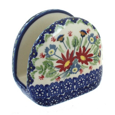 Blue Rose Polish Pottery Jungle Bouquet Napkin Holder : Target