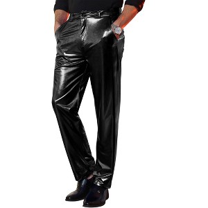 Men's Metallic Shiny Pants Night Club Pants 70s 80s 90s Vitange Pant Party Dance Straight Leg Trousers - 1 of 4