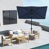 Outsunny 6.5' x 10' Rectangular Market Umbrella, Patio Outdoor Table Umbrella with Crank and Push Button Tilt, Blue - 3 of 4