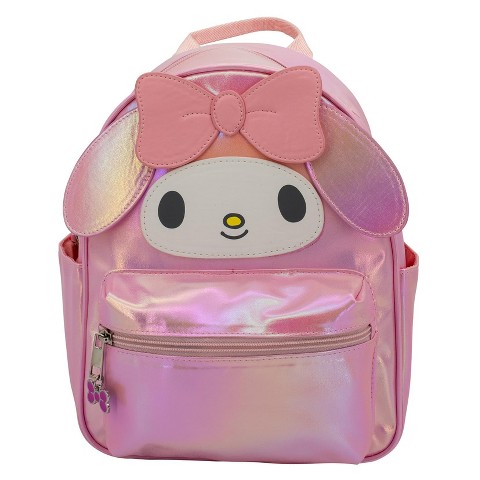 My Melody Big Face Cosplay Mini PU Backpack Purse, Shoulder Bag with Epoxy Filled Metal Bow Charm, 10.5 Inch, Adjustable Straps, Faux Leather
