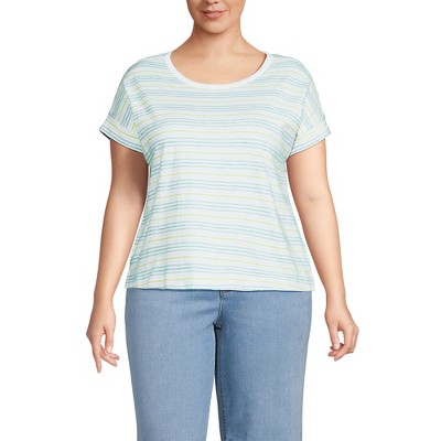 Lands' End Women's Short Sleeve Slub Boxy Crew T-Shirt