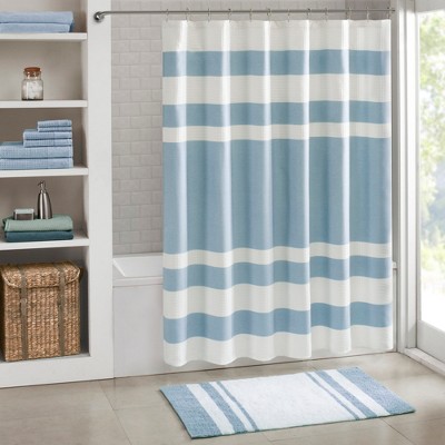 100% Cotton Stripe Print Reversible Indoor Bath Rug, Simple Spa Look Soft & Absorbent Bath Rug for Year Round Use