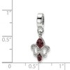 Black Bow Jewelry Sterling Silver and Red Crystal Fleur De Lis Dangle Bead Charm - 2 of 3