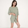 Anna-Kaci Lounge Women's Ribbed Knit Lounge Set with 3/4 Sleeve Top and Fitted Shorts - 3 of 4