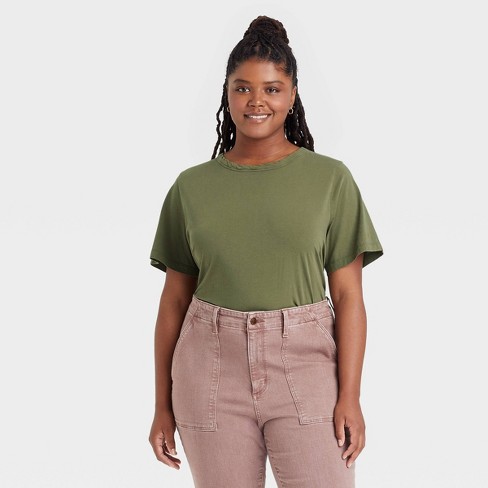 Women's Short Sleeve T-shirt - Universal Thread™ Dark Green 2x : Target