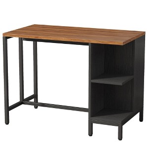 Resenkos 43" Kitchen Island Kitchen Counter Table with 5 Open Shelves,Brown - 1 of 4