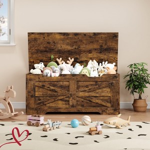 30" /39.4" Storage Chest, Toy Chest With Lids, Entryway Storage Bench with Safety Hinge Wooden Storage Trunk - 1 of 4