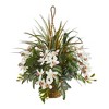Nearly Natural 29-in Cymbidium Orchid and Mixed Greens Artificial Plant Hanging Basket - 2 of 2