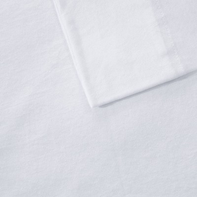 White Twin Polyester Jersey Knit Sheet Set