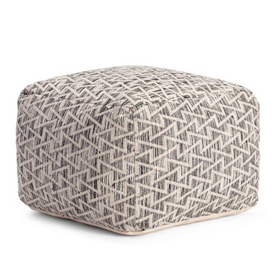 Lafayette Handmade Black & Ivory Square Pouf Ottoman