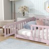KTMBDW Twin/Full Floor Bed for Children, Sturdy Wood Montessori Bed Frame with Wood Slats, Fence & Door, Montessori Floor Bed for Girls and Boys - 4 of 4