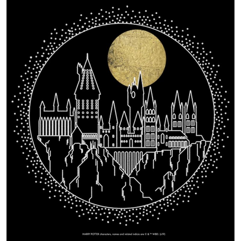 Men's Harry Potter Hogwarts Line Art Moonrise Pull Over Hoodie, 2 of 5