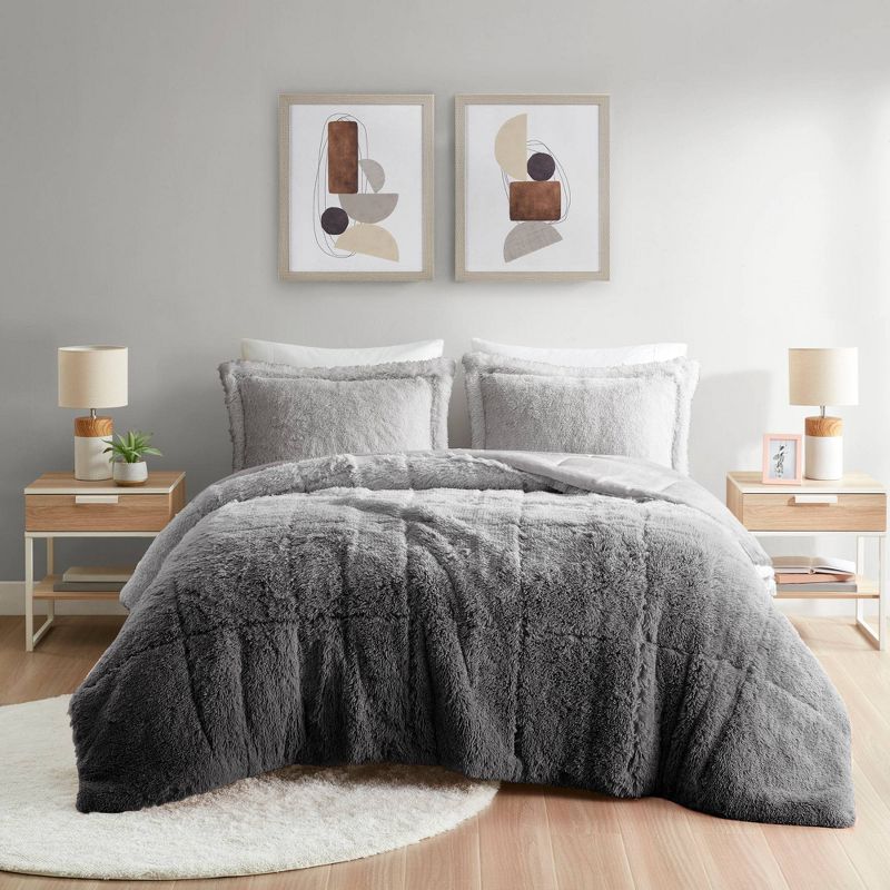  Intelligent Design Leena Shaggy Long Faux Fur Comforter Mini Set, 4 of 11