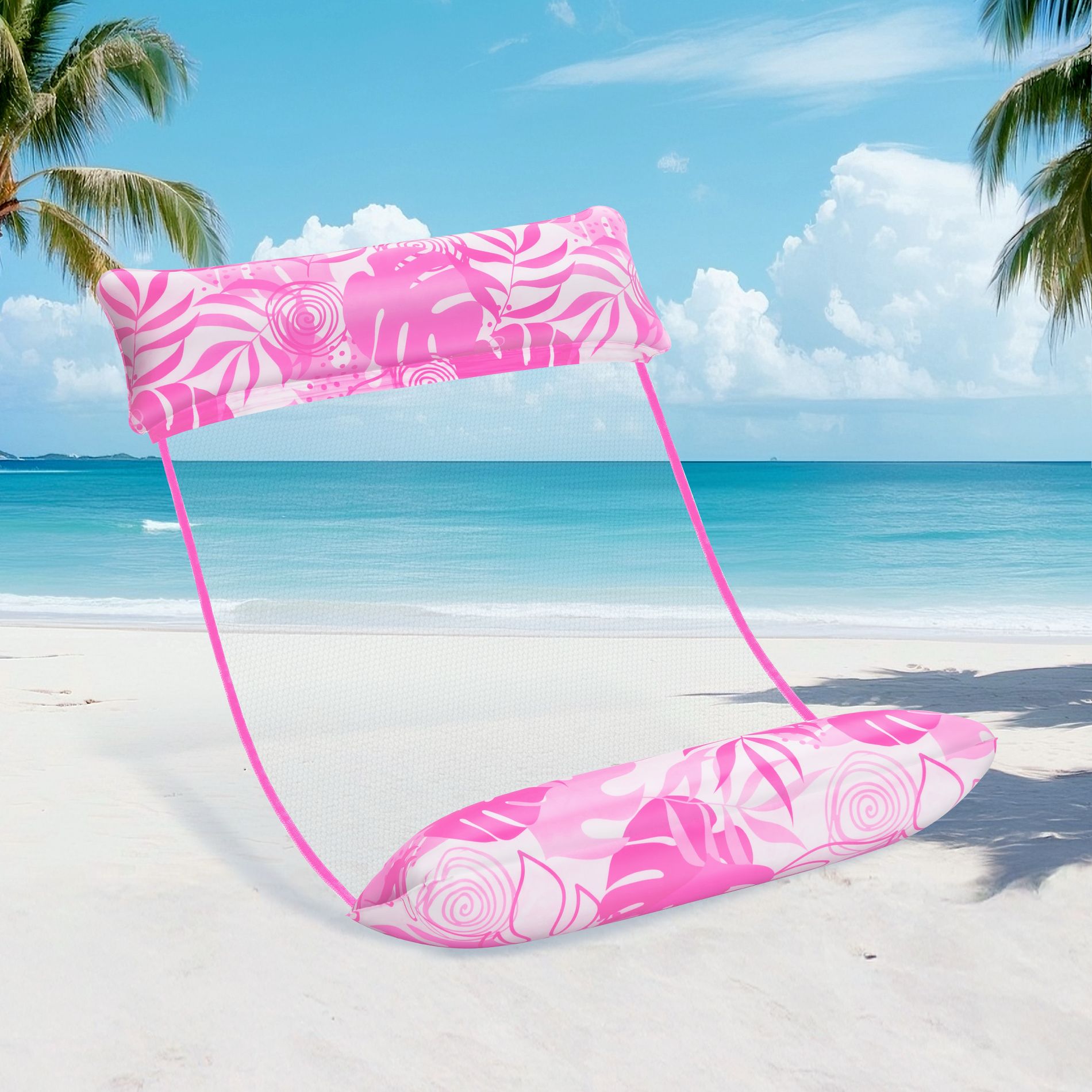 Joyfy Pool Floats Adult, Pink Hammock Pool Lounger, 4-in-1 Versatile Inflatable Pool Floats Chairs, Soft PVC Water Hammock for Beach Lake Relaxing
