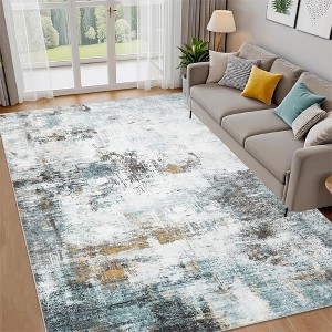 Area Rug, Home Decor Washable Non Slip Modern Abstract Rug - Low Pile Non Shedding Stain Resistant Folding Floor Cover - 1 of 4