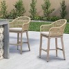 PURPLE LEAF Outdoor Bar Stools Set of 2 Patio Metal Modern Wicker Bar Chairs Woven Aluminum Barstools - 3 of 4