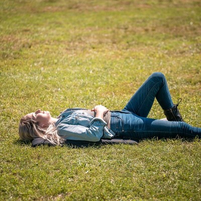 Alpcour 21" Black Waterproof Reclining Stadium Seat with Armrests