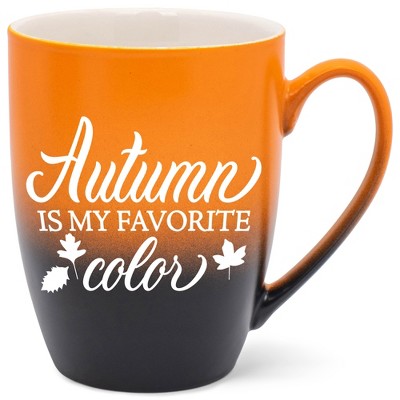 Elanze Designs Autumn Is My Favorite Color Two Toned Ombre Matte Orange and Black 12 ounce Ceramic Stoneware Coffee Cup Mug