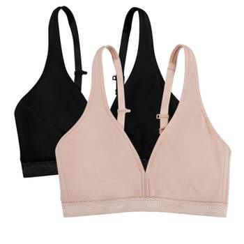 Fruit Of The Loom Women's Wirefree Cotton Bralette 2-pack Black Hue/sand  36c : Target