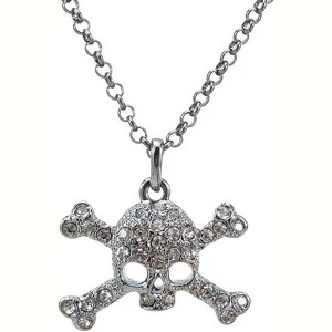 Gothic Skull & Orb Pendant Necklace | Saturn Rhinestone Chain for Women - 1 of 4