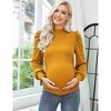 Women's Knit Ribbed Maternity Top Mock Neck Long Sleeve Shirts Pregnant Ruched Tunic Pullover Sweater - 3 of 4