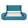 Queen Size Upholstered Storage Platform Bed with Wingback Headboard, 1 Big Drawer and 2 Side Storage Stool-ModernLuxe - 4 of 4