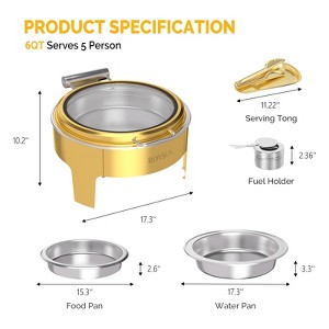ROVSUN 6QT Roll Top Chafing Dishes for Buffet with Glass Lid & Serving Tong for Parties Weddings Catering Events - 1 of 1