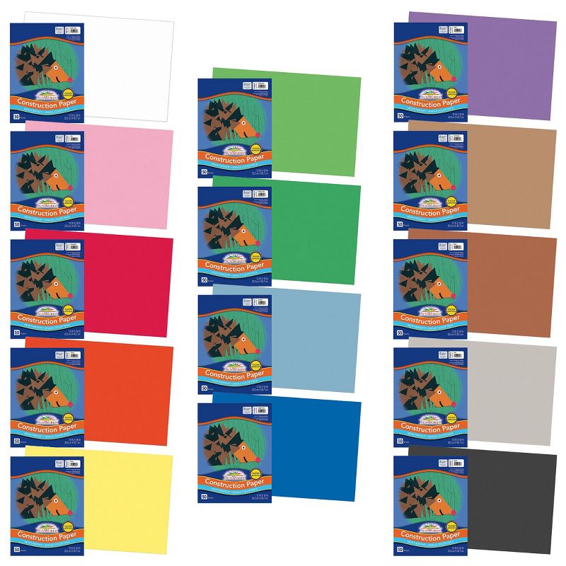 Pacon Construction Paper Assorted Colors 50 Sheet Packs 12" x 18" - 700 Sheets Total, 2 of 7