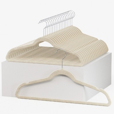 12 Pack Baby Hangers with Clips Velvet Ultra Thin Non Slip Kids Hanger Ivory, Beige