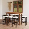 vidaXL Patio Bar Set Bar Table and Stools Patio Furniture Set with Cushions - Black 9 Piece - 2 of 4
