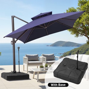 Crestlive Products 13FT Patio Cantilever Umbrella with Base Set Double Top High-strength Aluminum 360°Rotation 5 Heights Adjustable - 1 of 4