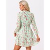 INSPIRE CHIC Women's Summer Floral Layered Tie V-Neck Semi-Sheer Long Sleeve Mini Dress - 4 of 4