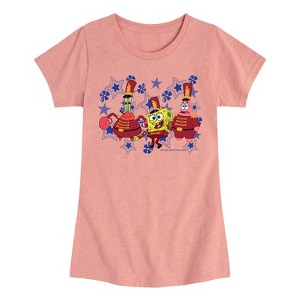 Girls' - SpongeBob SquarePants - Bikini Bottom Band Fitted Short Sleeve Graphic T-Shirt - 1 of 4