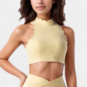 Anna-Kaci Active Women's High Neck Scallop Edge Sports Bra with Sleeveless Cut and Stylish Back Detailing for Light Activity - 1 of 4