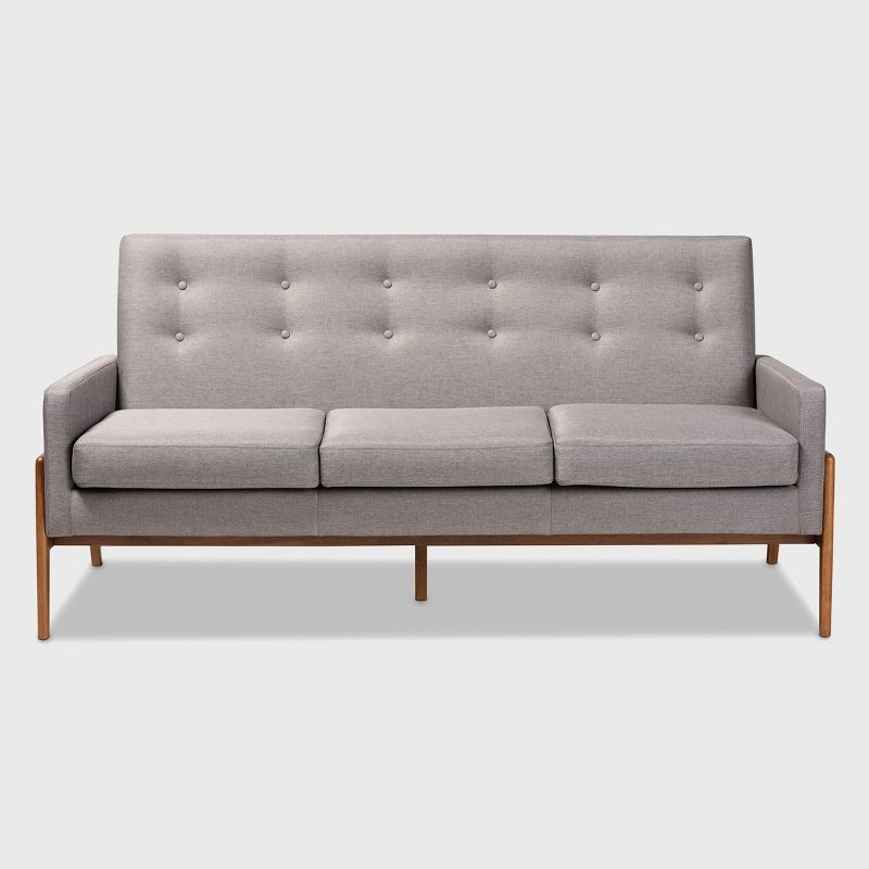 Perris Upholstered Wood Sofa Light Gray/Walnut - Baxton Studio, 3 of 11