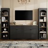 3-Piece Wood TV Stand Entertainment Center with Adjustable Shelves, Dual-Tone Storage Cabinets, Bookshelf & Sideboard for Living Room - 2 of 4