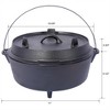 SKRAN pre-Seasoned Cast Iron Dutch Oven With Skillet Lid, Camping Deep Pot for Camping Cooking BBQ Baking Campfire, Leg Base, 4.5 Quart - 3 of 4