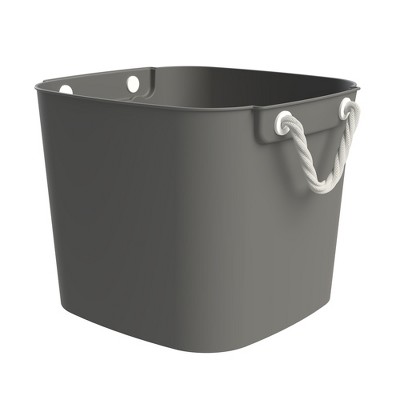 Life Story Flexi Tub, Versatile 42 Quart Storage Tote, Flexible Plastic Home Organizer Lightweight Basket with Carrying Handles, Gray
